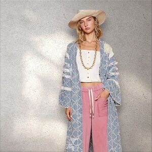 POL Denim Square Pattern Jacket/Duster